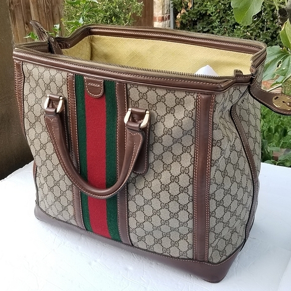 Fabulous Vintage Gucci Supreme Overnight Weekender Travel Train case Boston bag - Picture 11 of 16